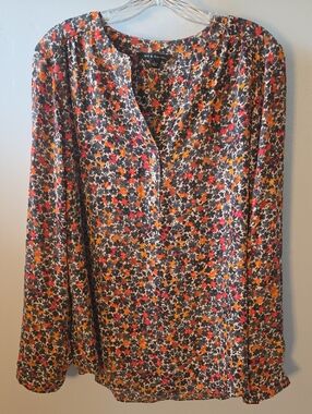 Zac & Rachel Floral Print Blouse in Mustard, Red & Black